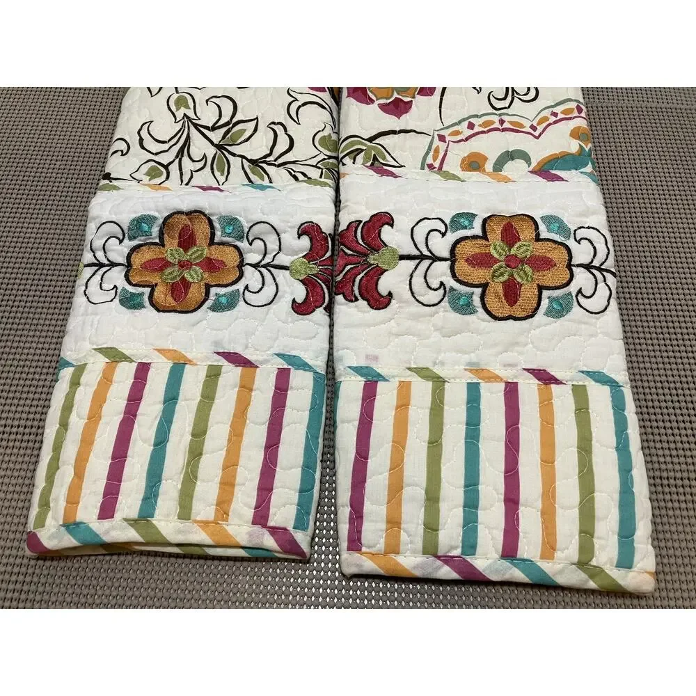 Greenland Home Fashions Quilted Pillow Shams Set of 2 Floral Striped Standard